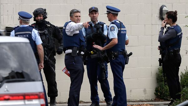 Сотрудники новозеландской полиции на месте стрельбы в мечети Масджид Аль Нур в Крайстчерче (15 марта 2019). Новая Зеландия - Sputnik Армения