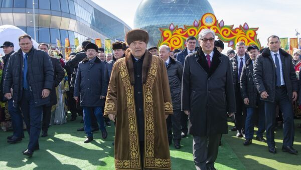 Первый президент Казахстана Нурсултан Назарбаев и президент Казахстана Касым-Жомарт Токаев на праздновании Наурыза (21 марта 2019). Астана - Sputnik Արմենիա