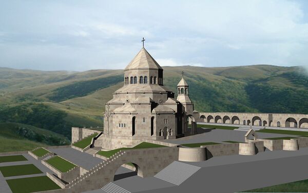 Ստեփանակերտի Աստվածամոր Սուրբ Հովանի մայր տաճարի 3D մոդել-էսքիզ - Sputnik Արմենիա