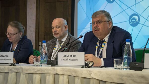 Председатель правления Евразийского банка развития Андрей Бельянинов во время Конгресса евразийских СМИ (25 апреля 2019). Тверская область - Sputnik Армения