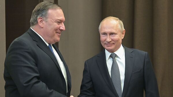 Встреча президента России Владимира Путина и и госсекретаря США Майка Помпео (14 мая 2019). Сочи - Sputnik Армения