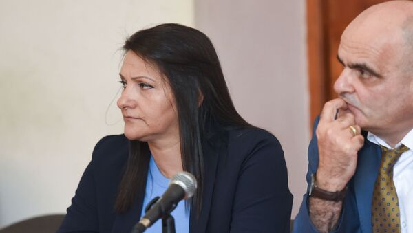 Назик Амирян и адвокат Левон Багдасарян на судебном заседании по делу генерала Манвела Григоряна и его супруги Назик Амирян (4 июня 2019). Еревaн - Sputnik Армения