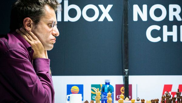Гроссмейстер Левон Аронян во время партии с Александром Грищуком в турнире Altibox Norway Chess 2019 (3 июня 2019). Ставангер, Норвегия - Sputnik Армения