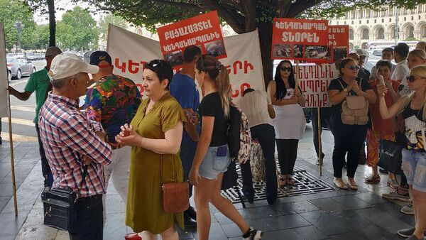 Акция протеста против директора Ереванского зоопарка перед Домом правительства (7 июня 2019). Еревaн - Sputnik Армения