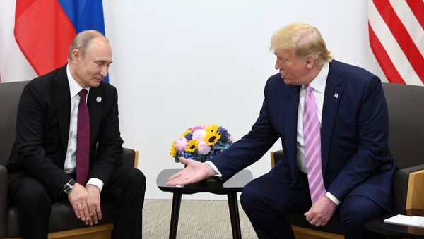 Встреча президентов России и США Владимира Путина и Дональда Трампа на полях саммита G20 (28 июня 2019). Осака - Sputnik Армения
