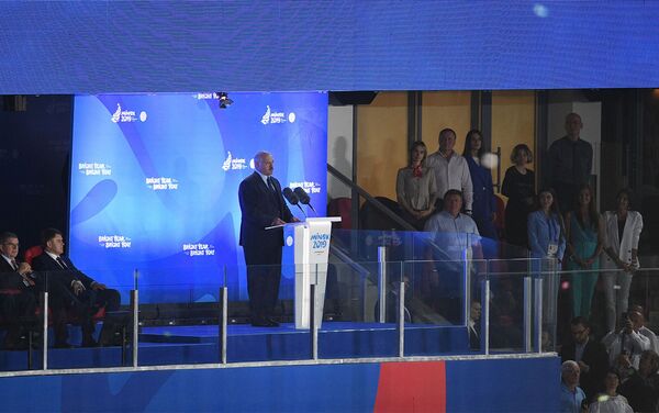 Речь президента Беларуси Александра Лукашенко на торжественной церемонии закрытия Вторых Европейских игр (30 июня 2019). Минск - Sputnik Армения