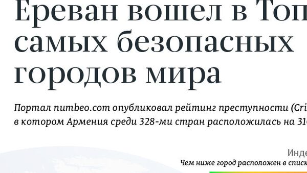 Ереван в топе самых безопасных городов мира - Sputnik Армения