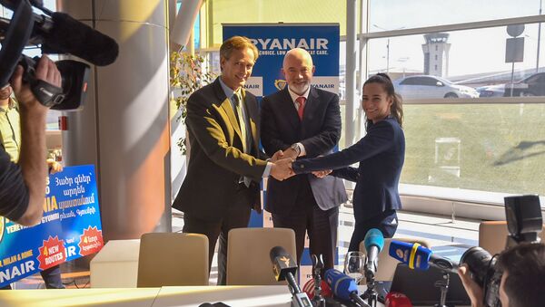 Пресс-конференция компании Ryanair в аэропорту Звартноц (16 октября 2019). Еревaн - Sputnik Армения