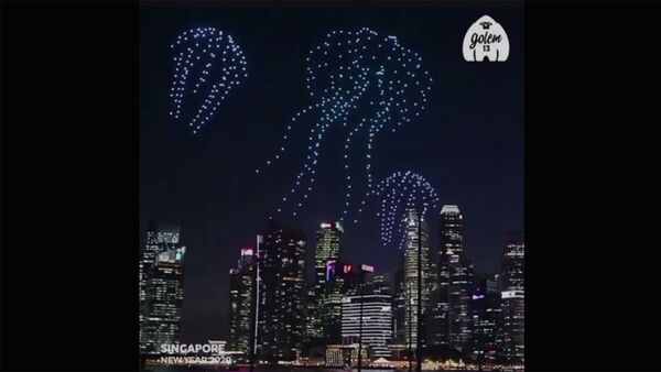 Шоу из дронов в Сингапуре в новогоднюю ночь - Sputnik Армения