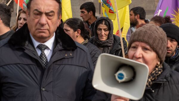 Акция протеста курдской общины Армении в поддержку Абдуллы Оджалана (15 февраля 2020). Еревaн - Sputnik Արմենիա