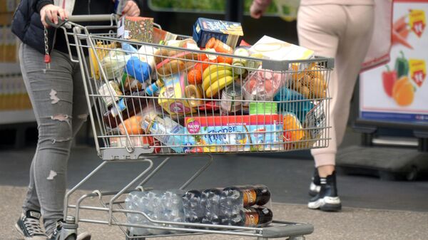 Покупатель с тележкой, наполненной продуктами в супермаркете в Австрии  - Sputnik Արմենիա