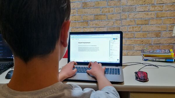 Ученик 8-го класса во время онлайн обучения - Sputnik Армения