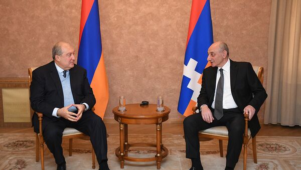 Встреча президентов Армении и Карабаха Армена Саркисяна и Бако Саакяна (21 марта 2020). Еревaн - Sputnik Армения