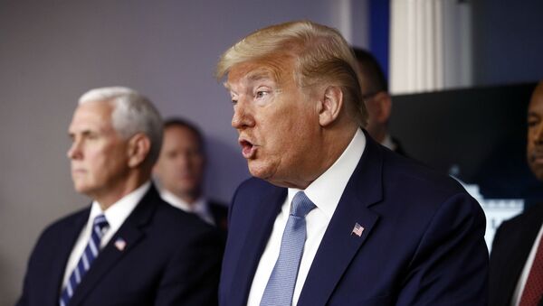 Президент Дональд Трамп выступает на брифинге по коронавирусу в Белом доме (21 марта 2020). Вашингтон - Sputnik Армения