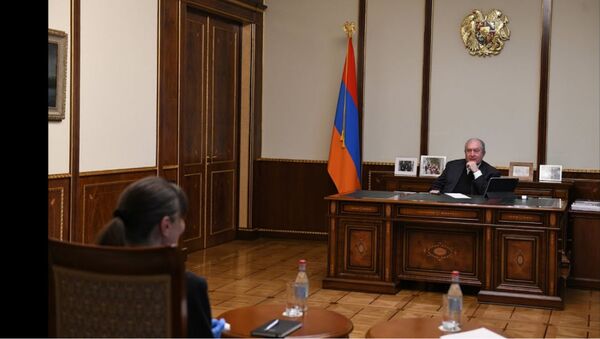 Президент Армен Саркисян принял руководителя Всемирной продовольственной программы ООН в Армении (25 марта 2020). Еревaн - Sputnik Արմենիա