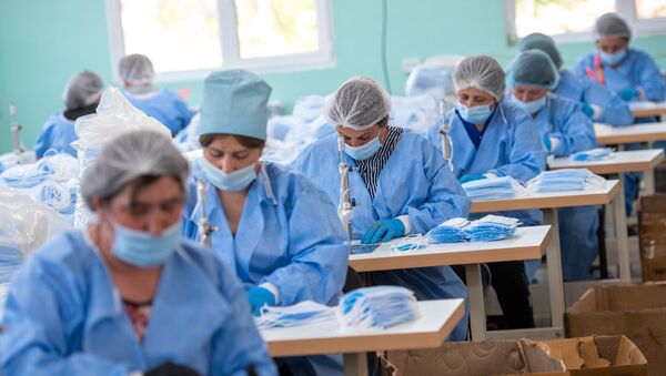  Фабрика по производству медицинских масок в деревне Арцваберд, Тавуш - Sputnik Արմենիա