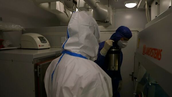 Специалисты продолжают совместно проводить тестирование на коронавирусную болезнь в российской мобильной лаборатории для изучения инфекции Covid-19 - Sputnik Армения