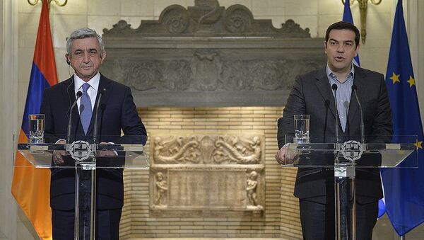 Президенты Армении и Греции Серж Саргсян и Алексис Ципрас - Sputnik Արմենիա