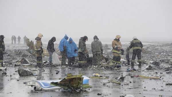 На месте крушения пассажирского самолета Boeing-737-800, который разбился при посадке в аэропорту Ростова-на-Дону - Sputnik Армения