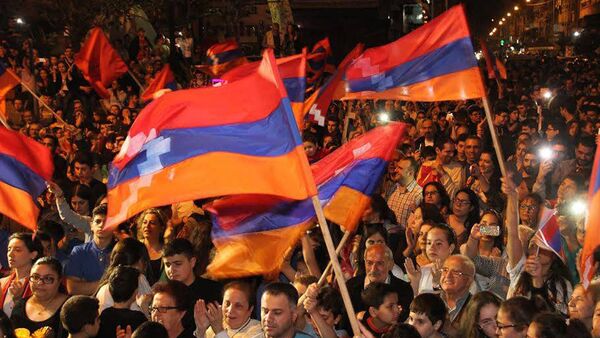 Шествие армян Бурдж-Амуда против агрессии Азербайджана - Sputnik Армения