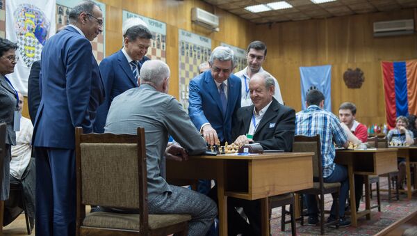 Президент Армении Серж Саргсян и президент ФИДЕ Кирсан Илюмжинов присутствовал на церемонии открытия чемпионата мира по шахматам среди глухих - Sputnik Արմենիա