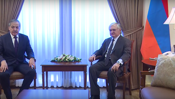 Министр иностранных дел Таджикистана Сироджидин Аслов (слева) и министр иностранных дел Армении Эдвард Налбандян (справа) - Sputnik Армения
