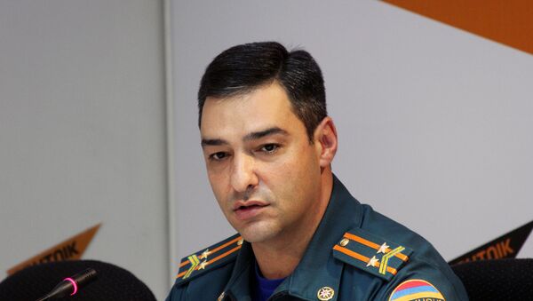начальник управления спасательных сил Министерства территориального управления и по чрезвычайным ситуациям, подполковник Арсен Аршакян - Sputnik Արմենիա