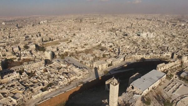 СПУТНИК_Районы вокруг цитадели в Алеппо после освобождения от боевиков. Съемка с дрона - Sputnik Армения