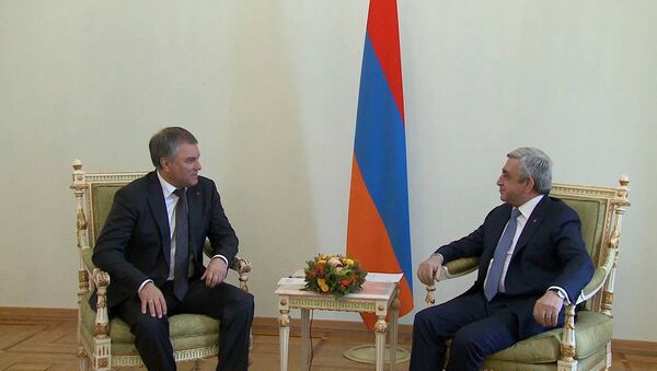 Президент Армении Серж Саргсян встретился со спикером Госдумы Вячеславом Володиным - Sputnik Армения