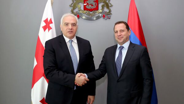 Давид Тоноян и министр внутренних дел Грузии Георгий Мгебришвили - Sputnik Армения