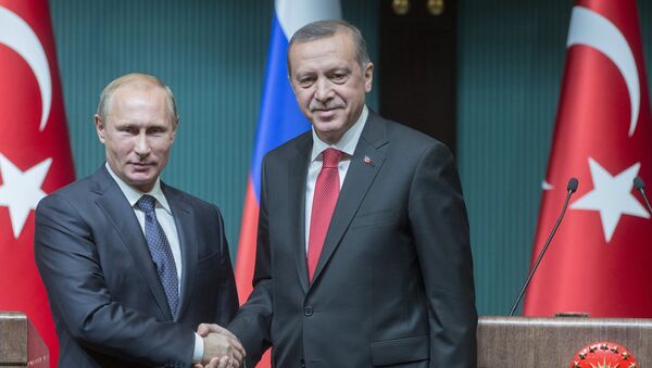 Президент России Владимир Путин (слева) и президент Турецкой республики Реджеп Тайип Эрдоган - Sputnik Արմենիա