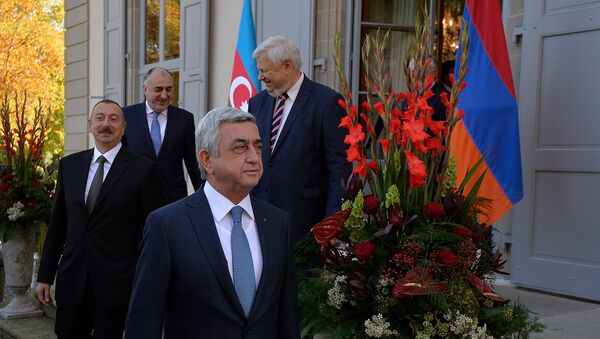 Встреча президентов Армении и Азербайджана Сержа Саргсяна и Ильхама Алиева в Женеве - Sputnik Արմենիա
