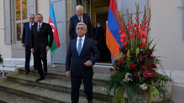 Встреча президентов Армении и Азербайджана Сержа Саргсяна и Ильхама Алиева в Женеве - Sputnik Армения