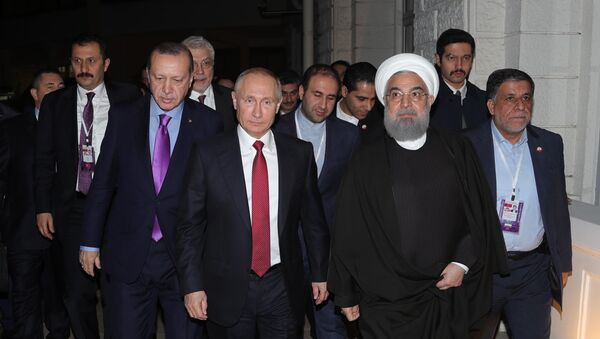 Встреча президента РФ В. Путина с президентом Ирана Х. Рухани и президентом Турции Р. Эрдоганом - Sputnik Армения