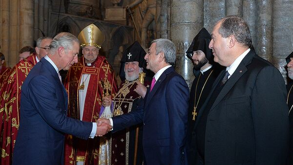 Президент Армении Серж Саргсян в Лондоне принял участие в поминальной церемонии, посвященной причисленным к лику святых жертвам Геноцида армян - Sputnik Արմենիա